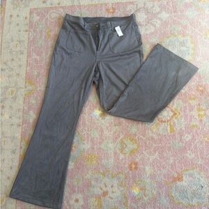 GAP Grey Suede High Rise Wide-Leg Flare Pants